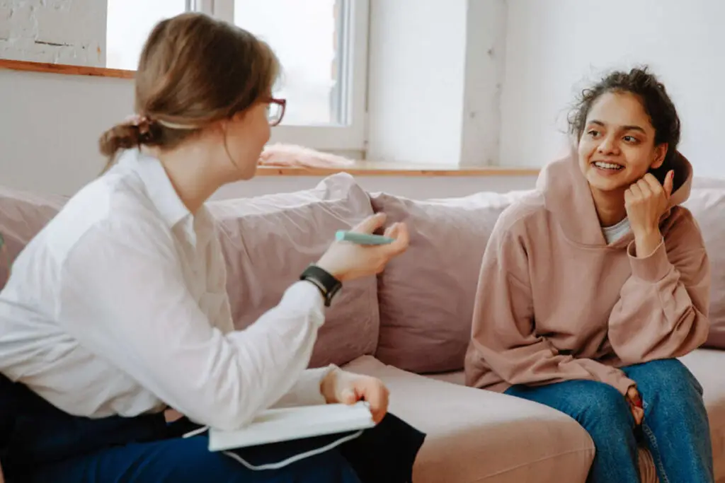 Two women having a discussion