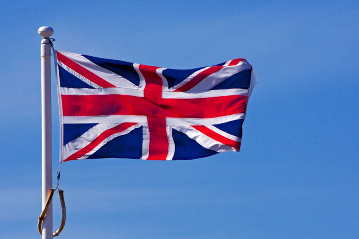 The union jack flying proudly in the sky