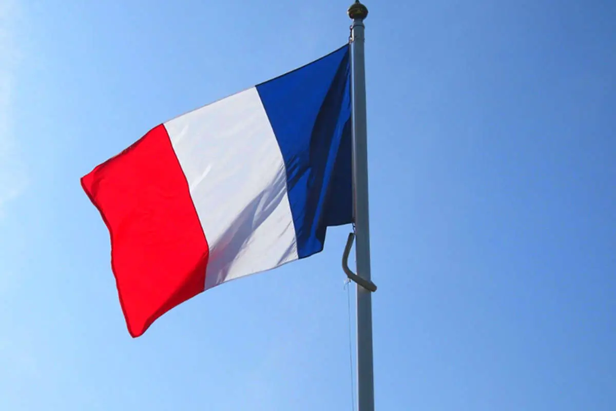 The french flag flying proudly