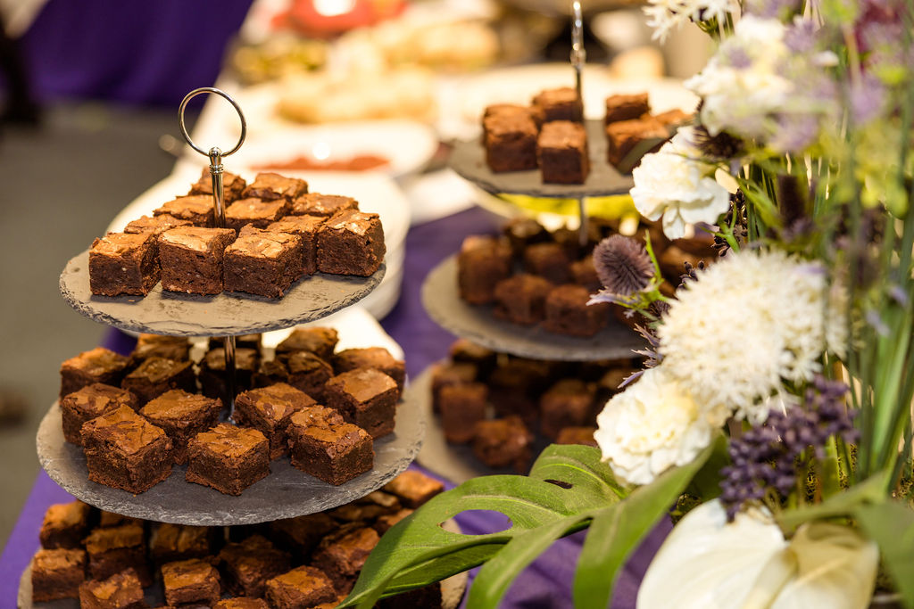 A tray of brownies and food on offer at the apprenticeship awards 