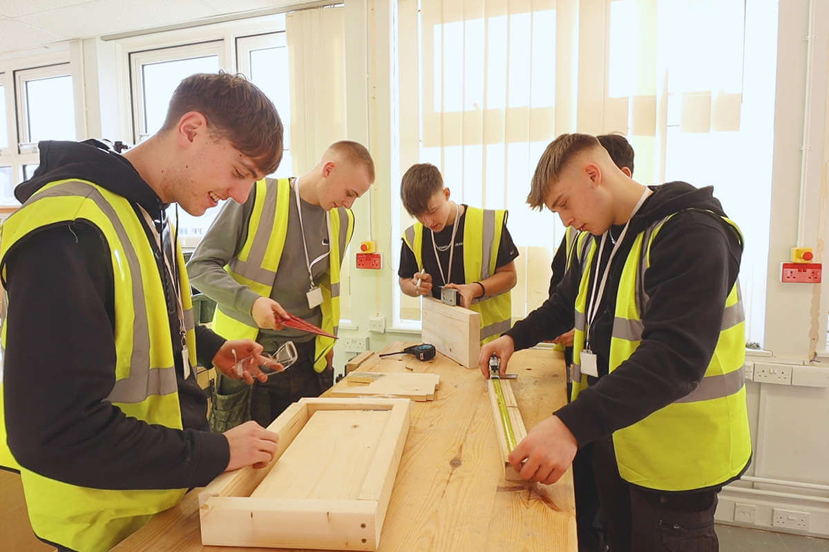 Carpentry & Joinery apprentices during a lesson at college