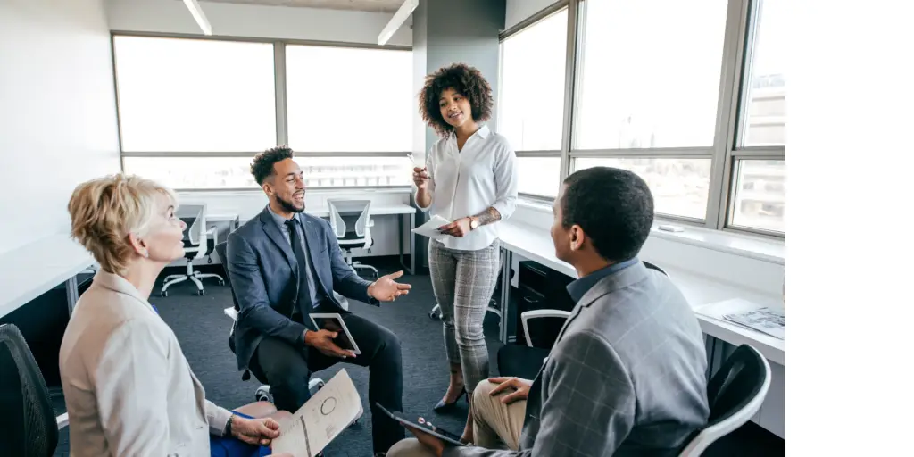 A group of work collegues during a meeting