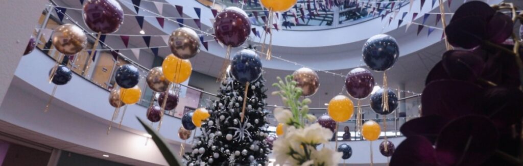 a Christmas tree at Macclesfield College
