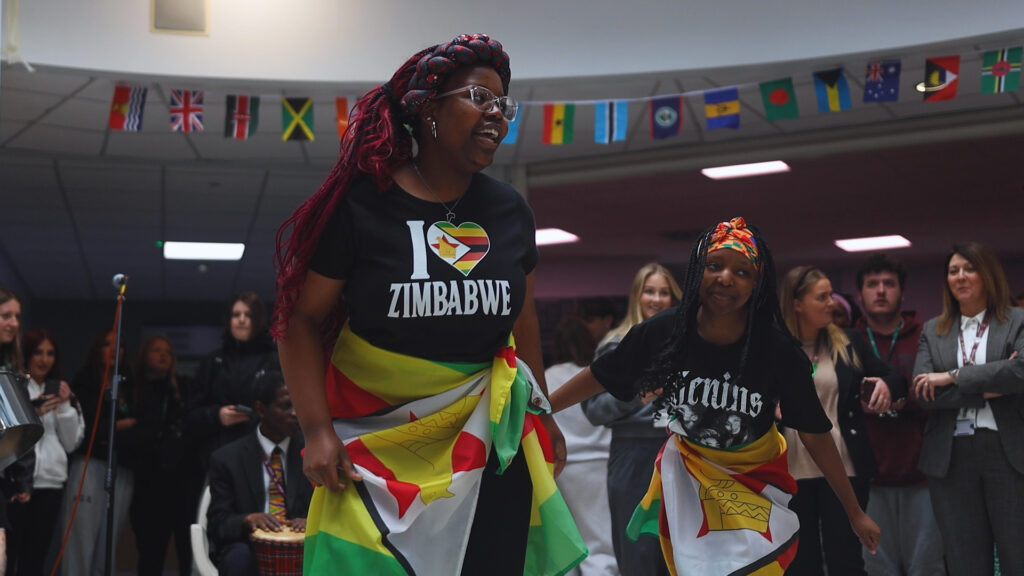 a student is dancing