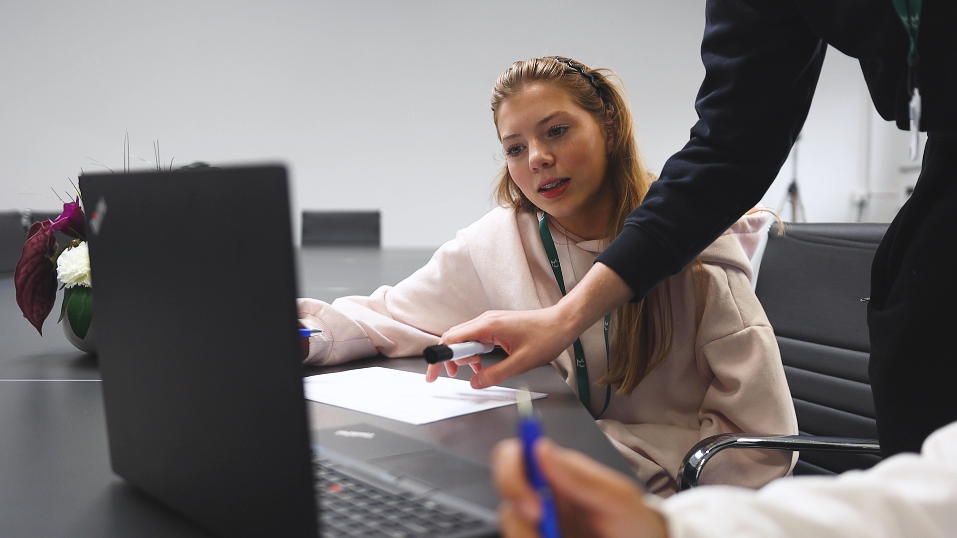 a student is working at a computer