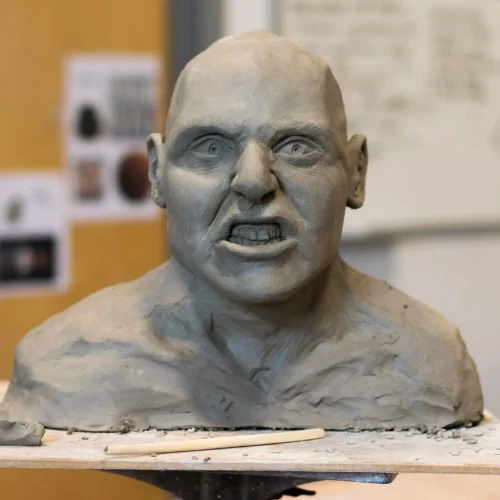 A sculptor of face by Art Students from Macclesfield College